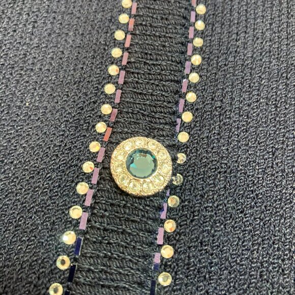 Vtg St. John Evening By Marie Gray Navy Blue Faux Diamond Knit Jacket Sz 6 - Picture 5 of 9